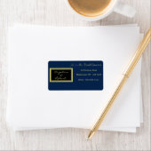 Modern Elegant Black and Blue Gold Script Wedding Etiket (Insitu)