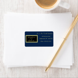 Modern Elegant Black and Blue Gold Script Wedding Etiket