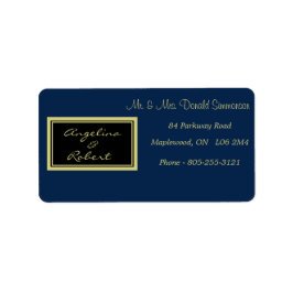 Modern Elegant Black and Blue Gold Script Wedding Etiket