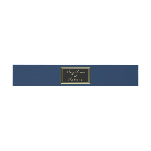 Modern Elegant Black and Blue Gold Script Wedding Uitnodigingen Wikkel (Vlak)