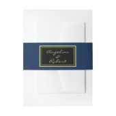 Modern Elegant Black and Blue Gold Script Wedding Uitnodigingen Wikkel (Voorkant Voorbeeld)