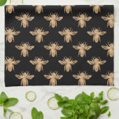 Modern Elegant Black and Gold Bee Pattern Kitchen Theedoek (Gevouwen)