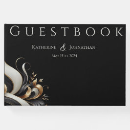 Modern Elegant Black and Gold Wedding Gastenboek