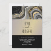 Modern Elegant Black and Gold Wedding Kaart (Voorkant)