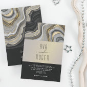 Modern Elegant Black and Gold Wedding Kaart