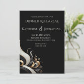 Modern Elegant Black and Gold Wedding Kaart (Staand voorkant)