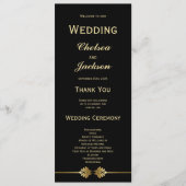 Modern Elegant Black and Gold Wedding Programmakaart (Voorkant)