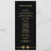 Modern Elegant Black and Gold Wedding Programmakaart (Achterkant)