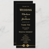 Modern Elegant Black and Gold Wedding Programmakaart (Voorkant / Achterkant)