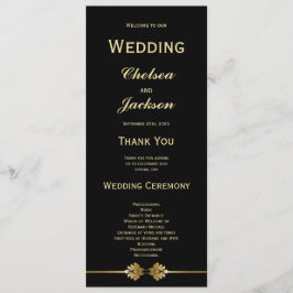 Modern Elegant Black and Gold Wedding Programmakaart