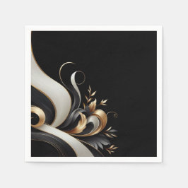 Modern Elegant Black and Gold Wedding Servet