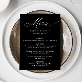 Modern Elegant Black and White Calligraphy Wedding Menu