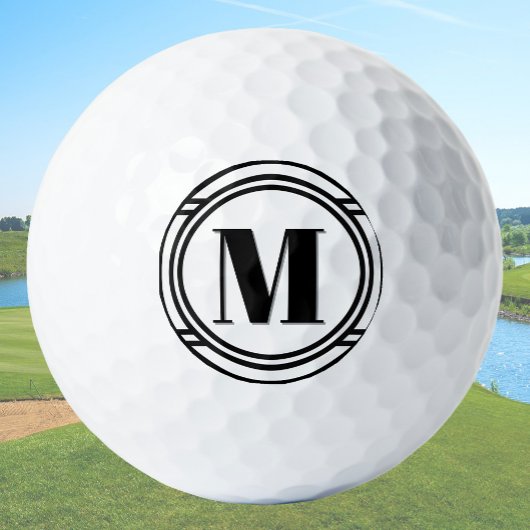 Modern Elegant Black and White Custom Monogram Golfballen