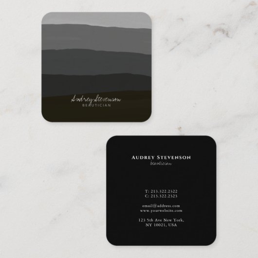 Modern Elegant Black and White Degradation Vierkante Visitekaartje (Voorkant / Achterkant)