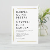 Modern Elegant Black and White Minimalist Wedding Kaart (Staand voorkant)