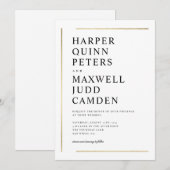 Modern Elegant Black and White Minimalist Wedding Kaart (Voorkant / Achterkant)