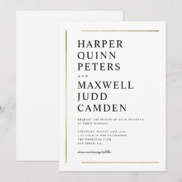 Modern Elegant Black and White Minimalist Wedding Kaart