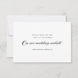 Modern Elegant Black and White Minimalist Wedding RSVP Kaartje