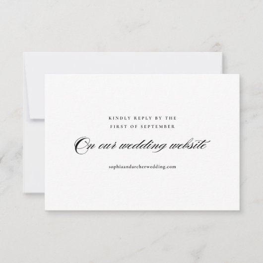 Modern Elegant Black and White Minimalist Wedding RSVP Kaartje (Voorkant)