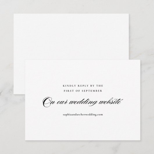 Modern Elegant Black and White Minimalist Wedding RSVP Kaartje (Voorkant / Achterkant)