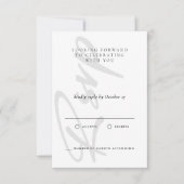 Modern Elegant Black and White Monogram Wedding RSVP Kaartje (Voorkant)