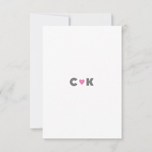 Modern Elegant Black and White Monogram Wedding RSVP Kaartje (Achterkant)