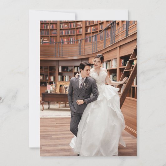 Modern Elegant Black and White Photo Lijst Wedding Kaart (Achterkant)