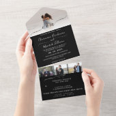 Modern Elegant Black and White/ Photo RSVP Wedding All In One Uitnodiging (Afscheurbaar)