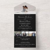 Modern Elegant Black and White/ Photo RSVP Wedding All In One Uitnodiging (Binnen)
