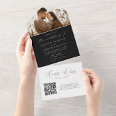 Modern Elegant Black and White Photo Wedding All In One Uitnodiging (Afscheurbaar)