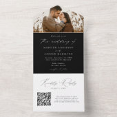 Modern Elegant Black and White Photo Wedding All In One Uitnodiging (Binnen)
