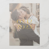 Modern Elegant Black and White Photo Wedding Folie Uitnodiging