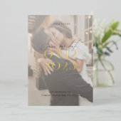 Modern Elegant Black and White Photo Wedding Folie Uitnodiging (Staand Voorkant)