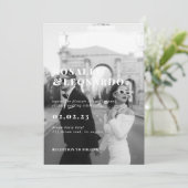 Modern Elegant Black and White Photo Wedding Kaart (Staand voorkant)