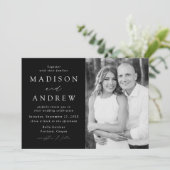 Modern Elegant Black and White Photo Wedding Kaart (Staand voorkant)