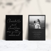 Modern Elegant Black and White Photo Wedding Kaart