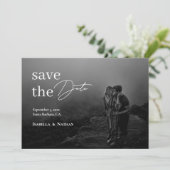 Modern Elegant Black and White Photo Wedding Save The Date (Staand voorkant)