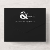 Modern Elegant Black and White QR Code Wedding All In One Uitnodiging (Achterkant)