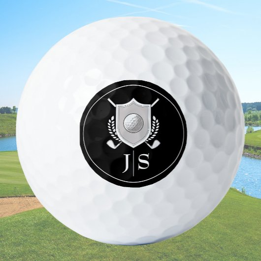 Modern Elegant Black and White Stylish Monogrammed Golfballen