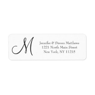 Modern Elegant Black and White Trendy Monogram Etiket