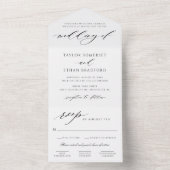 Modern Elegant Black and White Wedding All In One Uitnodiging (Binnen)