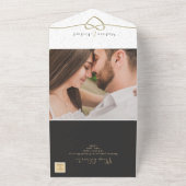 Modern Elegant Black and White Wedding All In One Uitnodiging (Buitenkant)