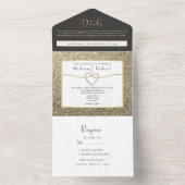 Modern Elegant Black and White Wedding All In One Uitnodiging (Binnen)