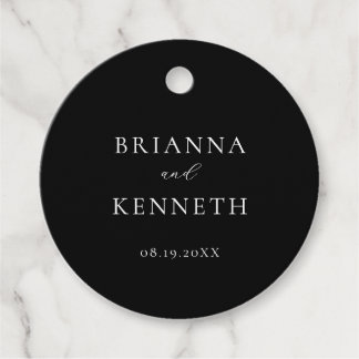 Modern Elegant Black and White Wedding Bedankjes Labels