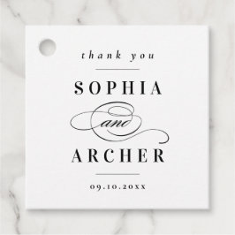 Modern Elegant Black and White Wedding Bedankjes Labels