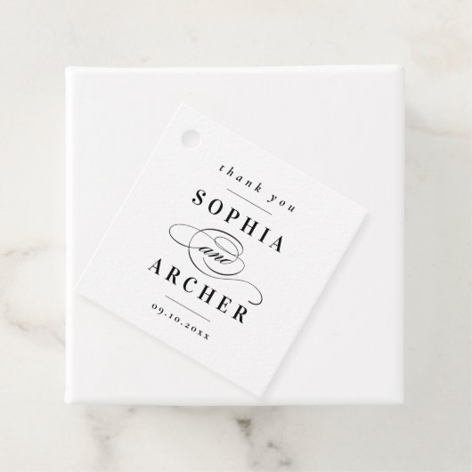 Modern Elegant Black and White Wedding Bedankjes Labels (In situ)