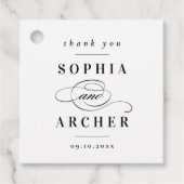 Modern Elegant Black and White Wedding Bedankjes Labels (Voorkant)