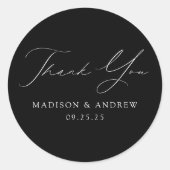 Modern Elegant Black and White Wedding Bedankt Ronde Sticker (Voorkant)