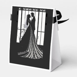 Modern Elegant Black and White Wedding Favor Box Bedankdoosjes