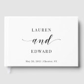 Modern Elegant Black and White Wedding Gastenboek (Voorkant)